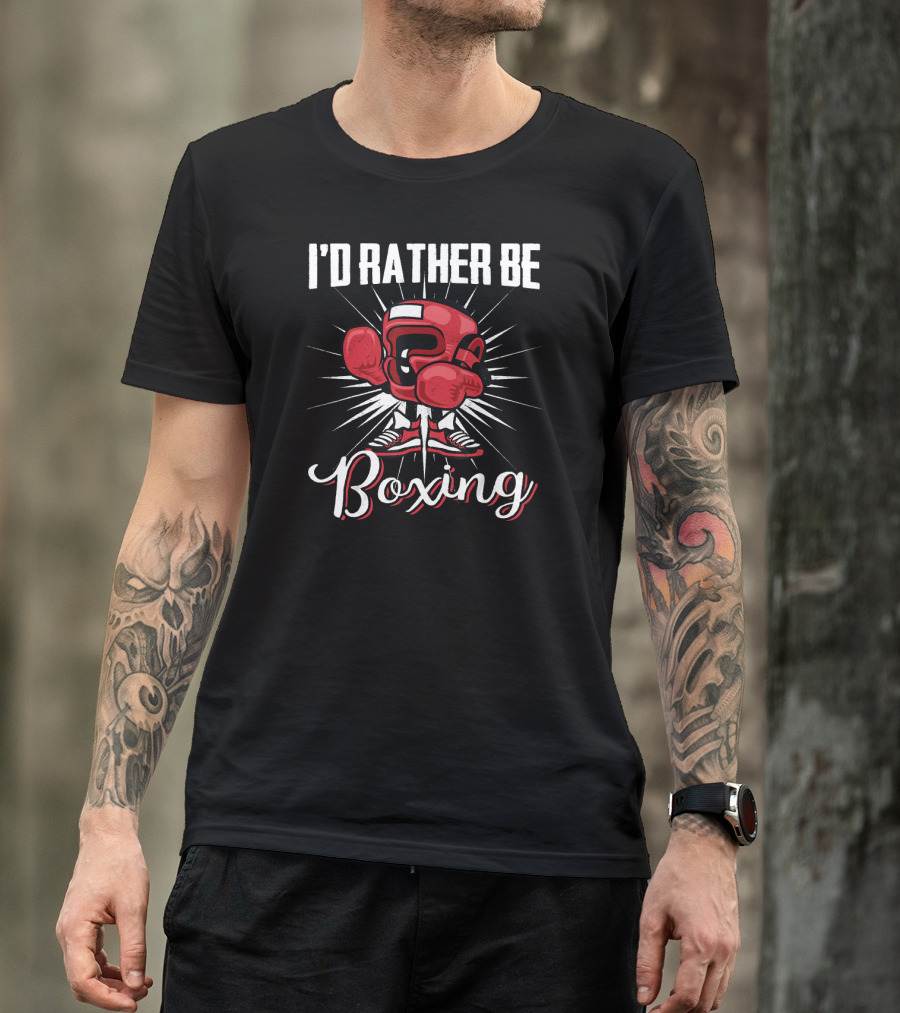 I'D RATHER BE BOXING Red Boxing Gloves And Shoes Burst T-Shirt