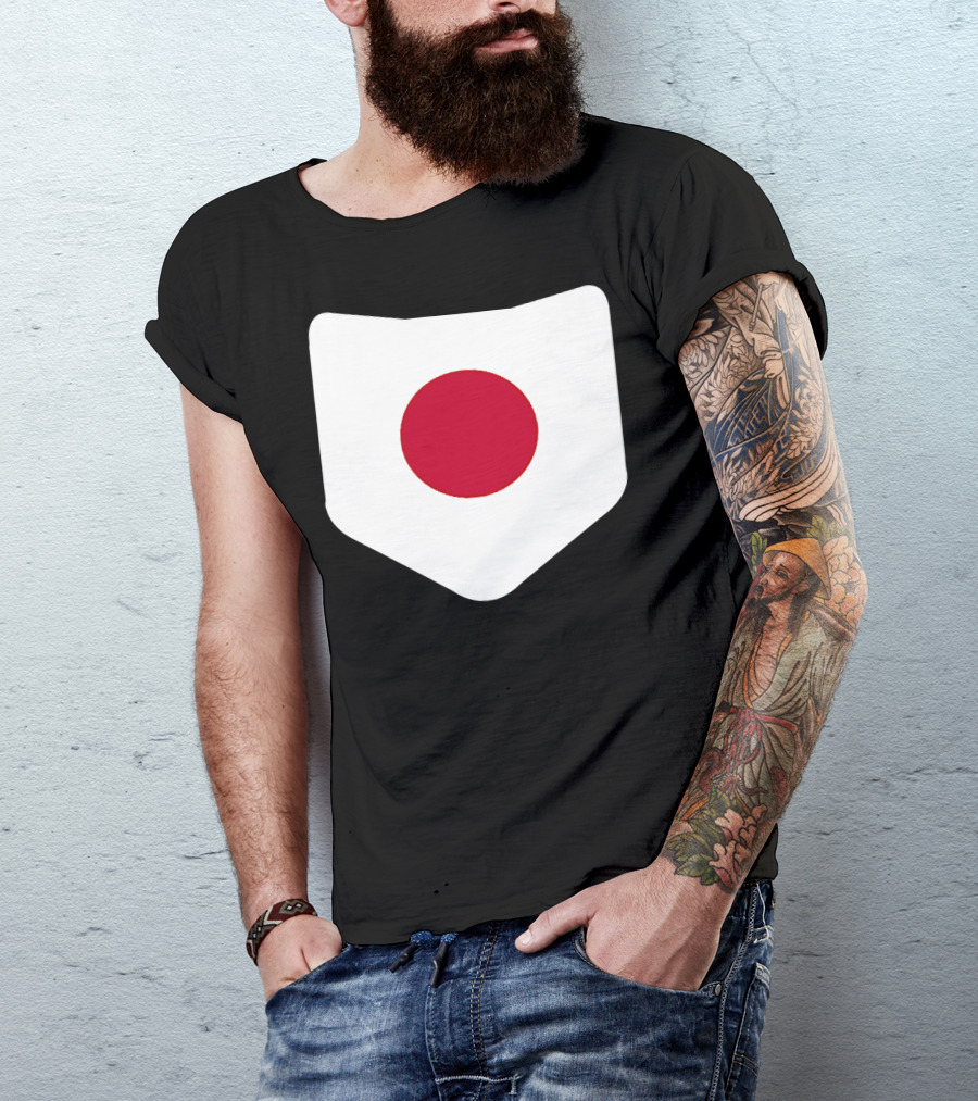 Japan Symbol Emblem With Printed Japanese Flag T-Shirt