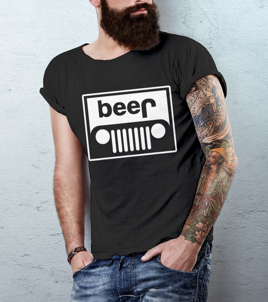 Beer Jeep Grille Parody Funny Upturned Off T-Shirt