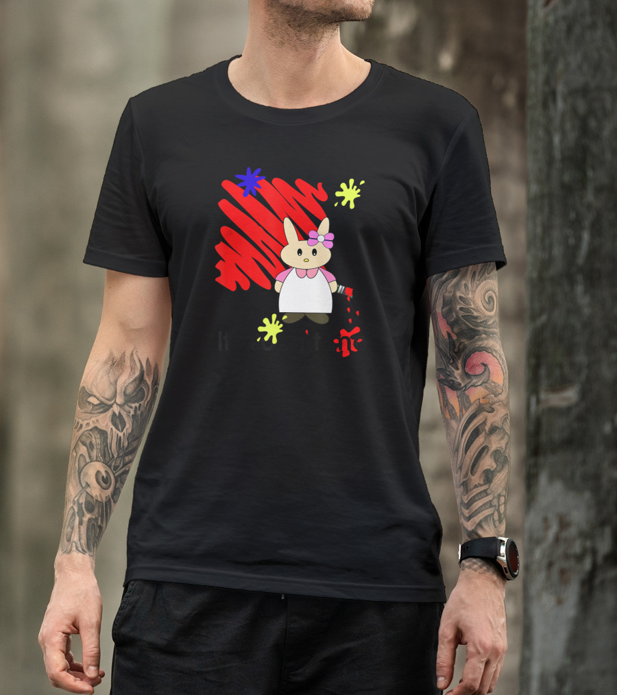 It Wasn't Me Bunny With Paintbrush And Red Scribble T-Shirt