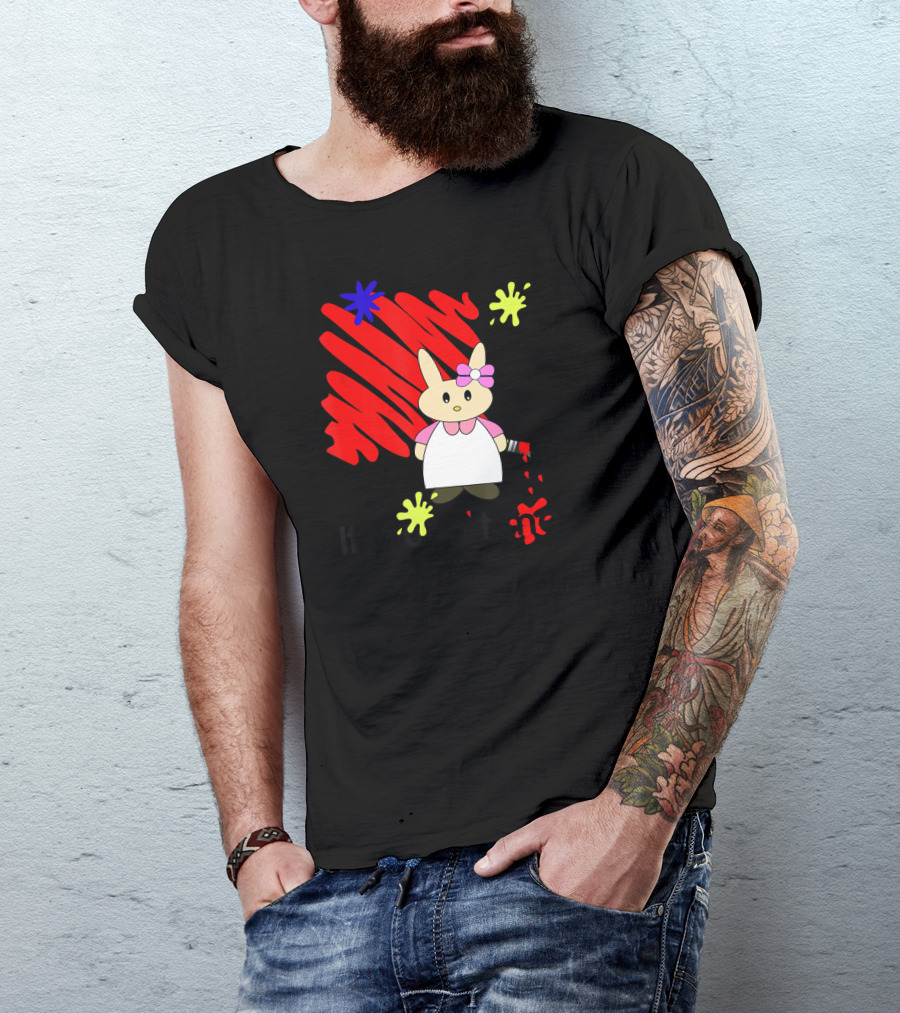 It Wasn't Me Bunny With Paintbrush And Red Scribble T-Shirt