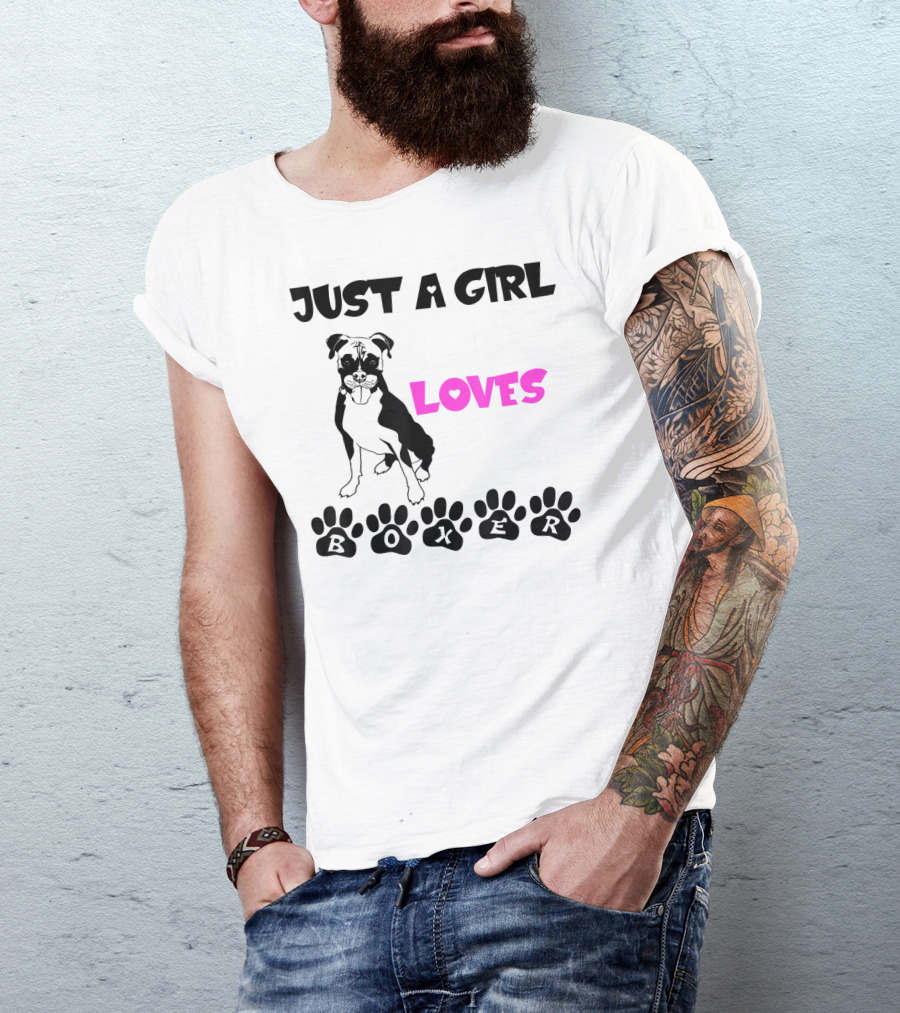 Just A Girl Who Loves Her Boxer Paws T-Shirt