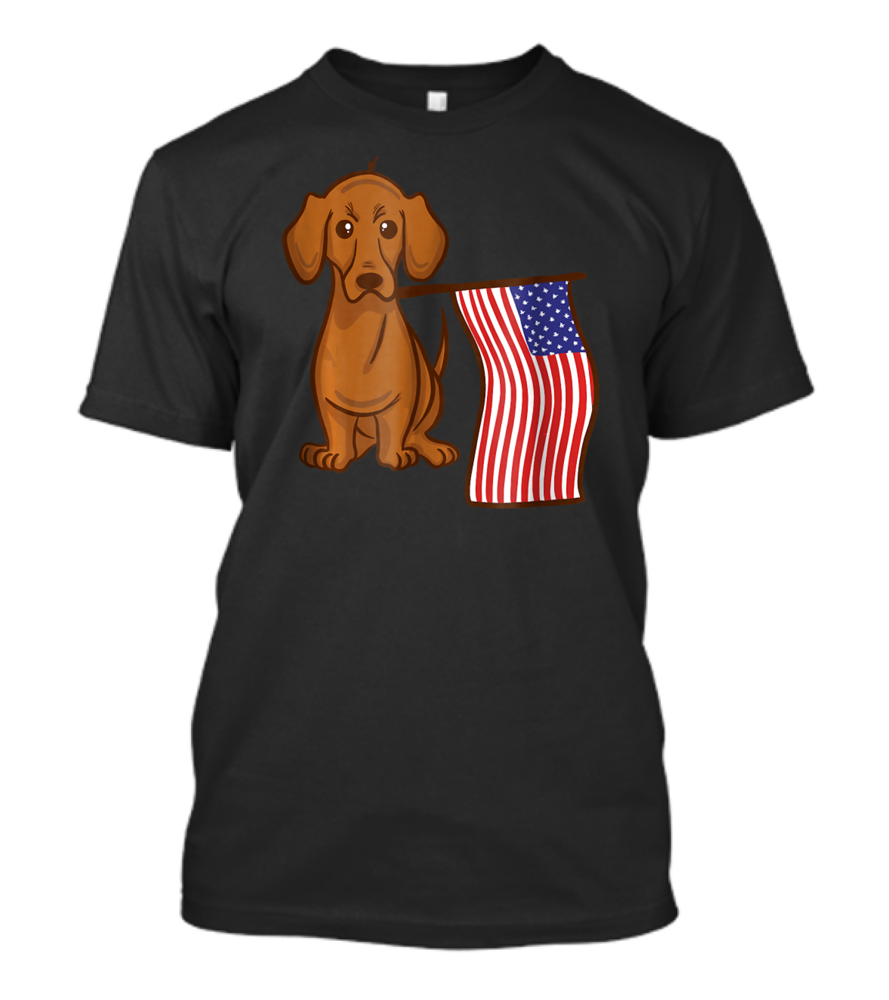 American Flag Dachshund Funny Wien Patriotic Dog T-Shirt