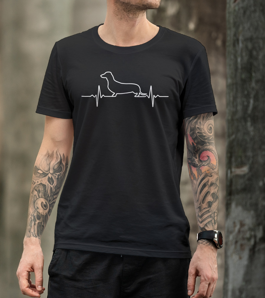 Awesome Dachshund Heartbeat Line T-Shirt