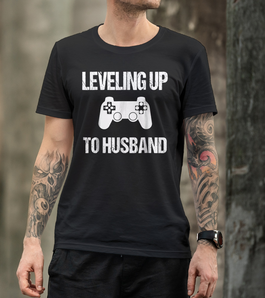 Leveling Up To Husband Engaged Gamer Controller T-Shirt