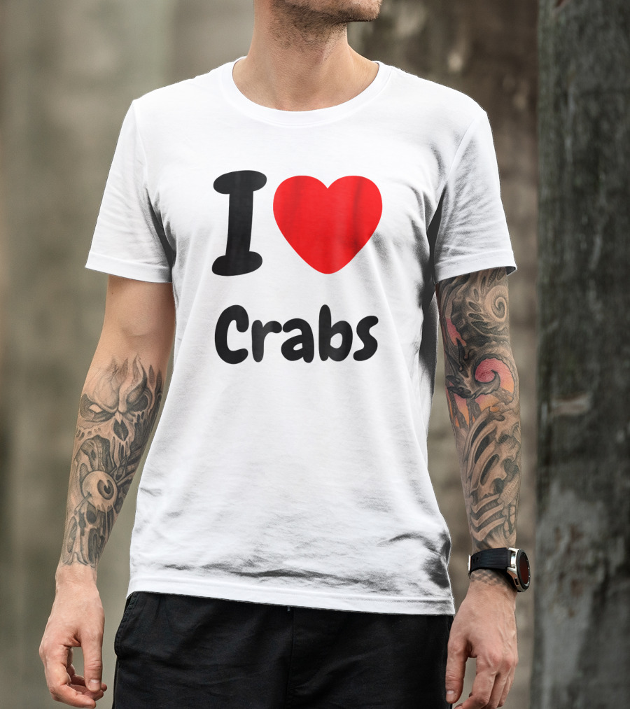 I Love Crabs Heart <3 Funny Crab T-Shirt