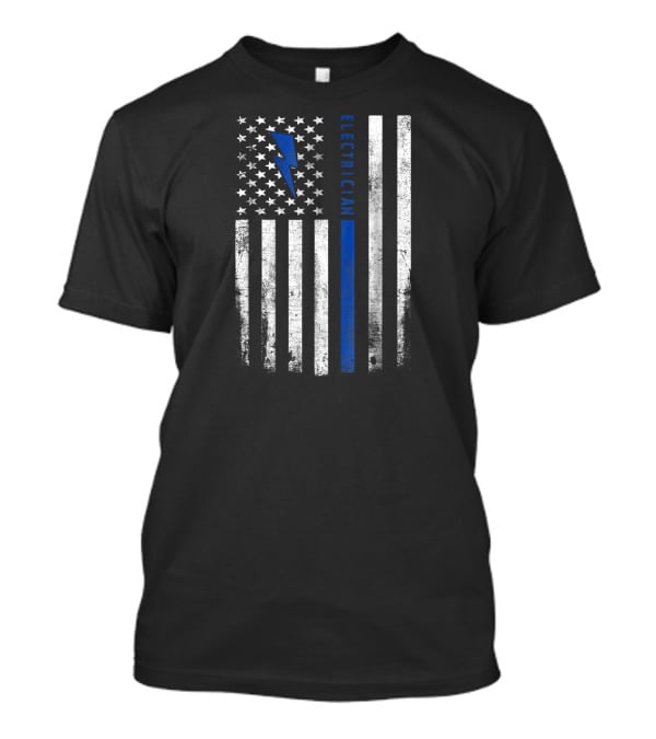 Skilled Electrician American Flag With Lightning Bolt T-Shirt