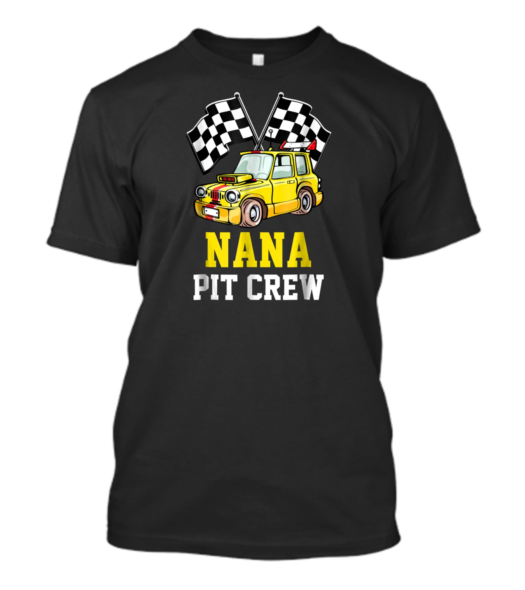 NANA Pit Crew Racing Car With Checkered Flags T-Shirt