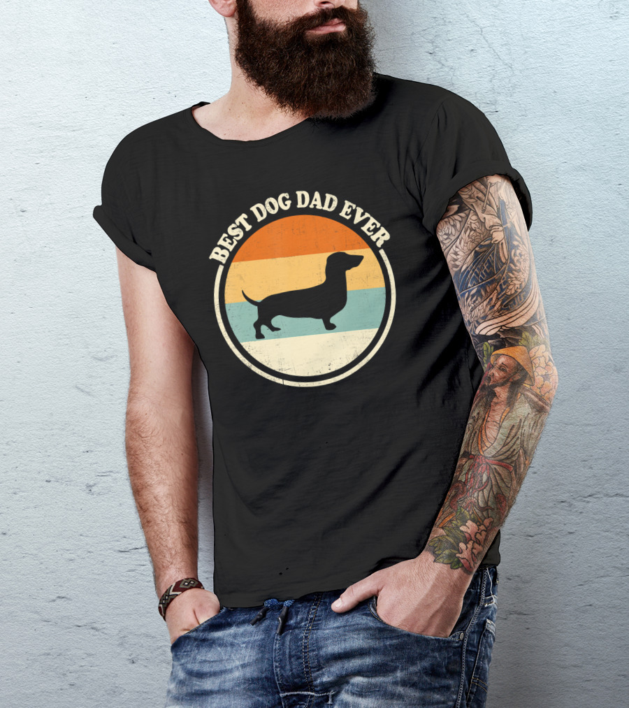 Best Dog Dad Ever Vintage Dachshund T-Shirt