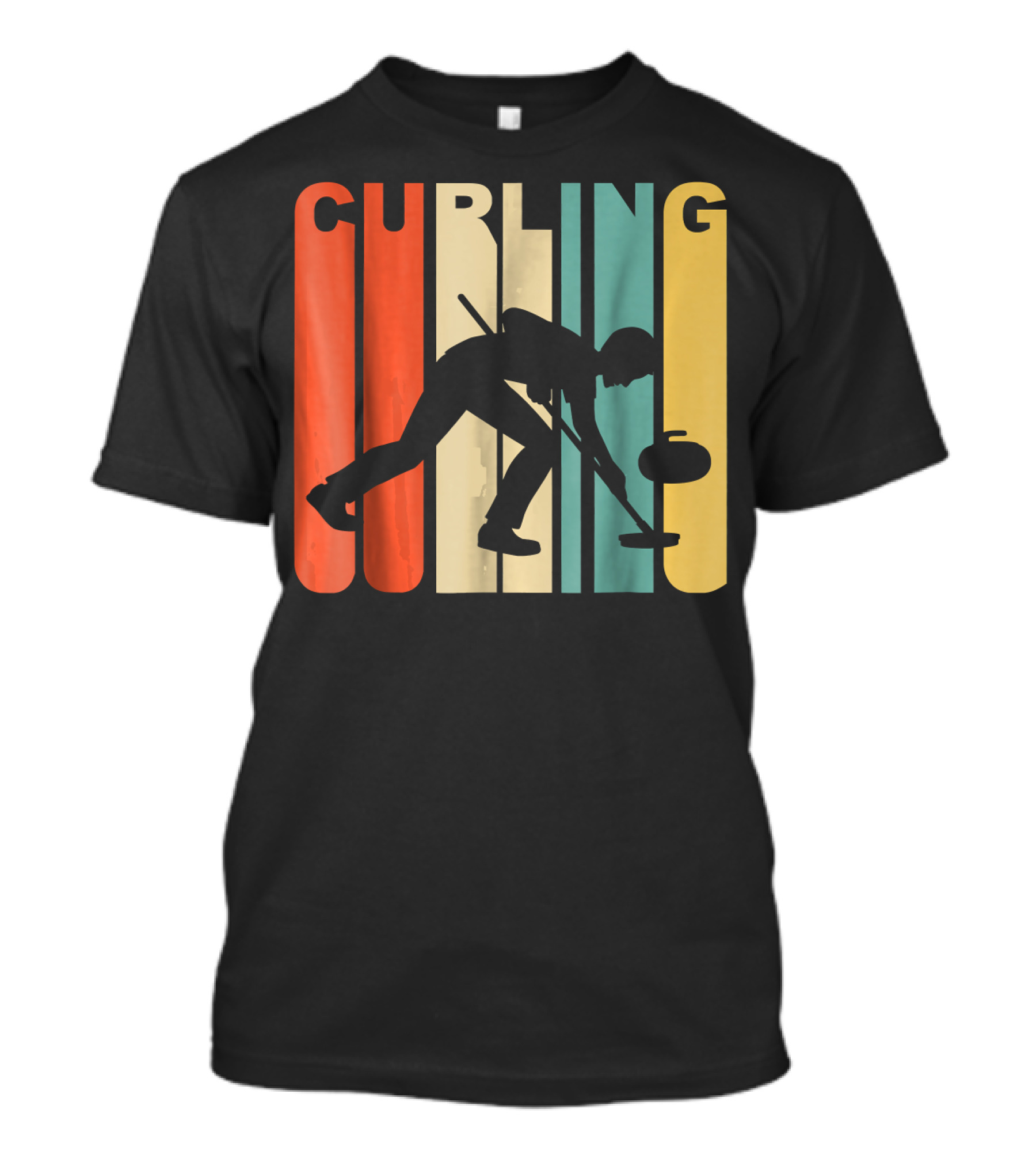 Retro 1970's Style Curling Winter Sport Curler T-Shirt