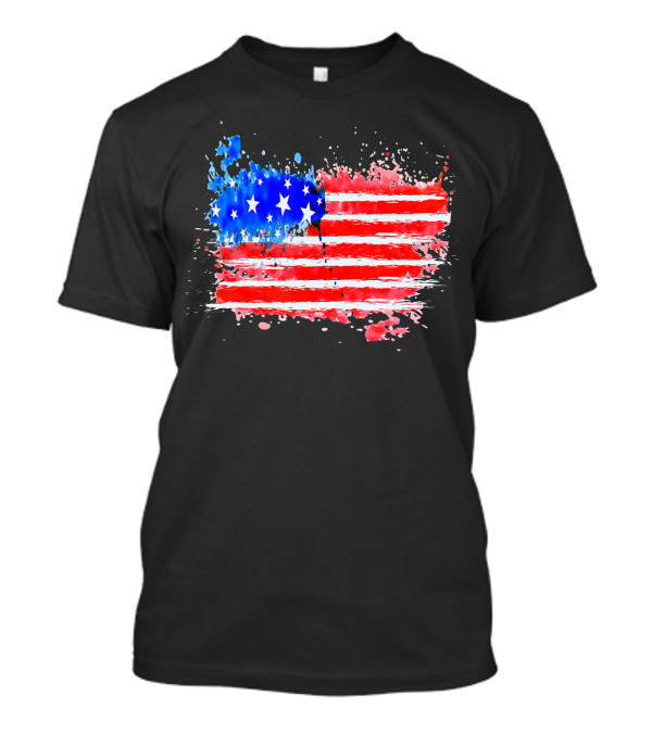 4th Of July Red White Blue American Flag Art Splash T-Shirt