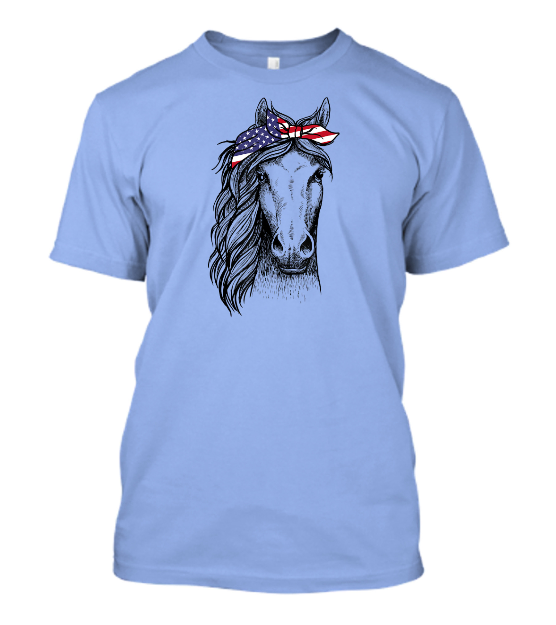 4th Of July Horse With American Flag Bandana USA T-Shirt