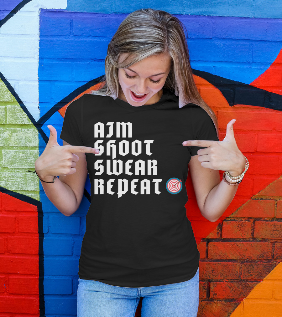 Aim Shoot Swear Repeat Archery Target T-Shirt