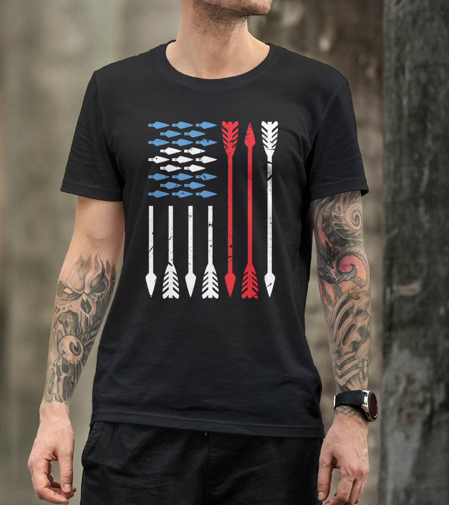 American Flag Arrow Archery Vintage Distressed Stars And Stripes Arrows T-Shirt