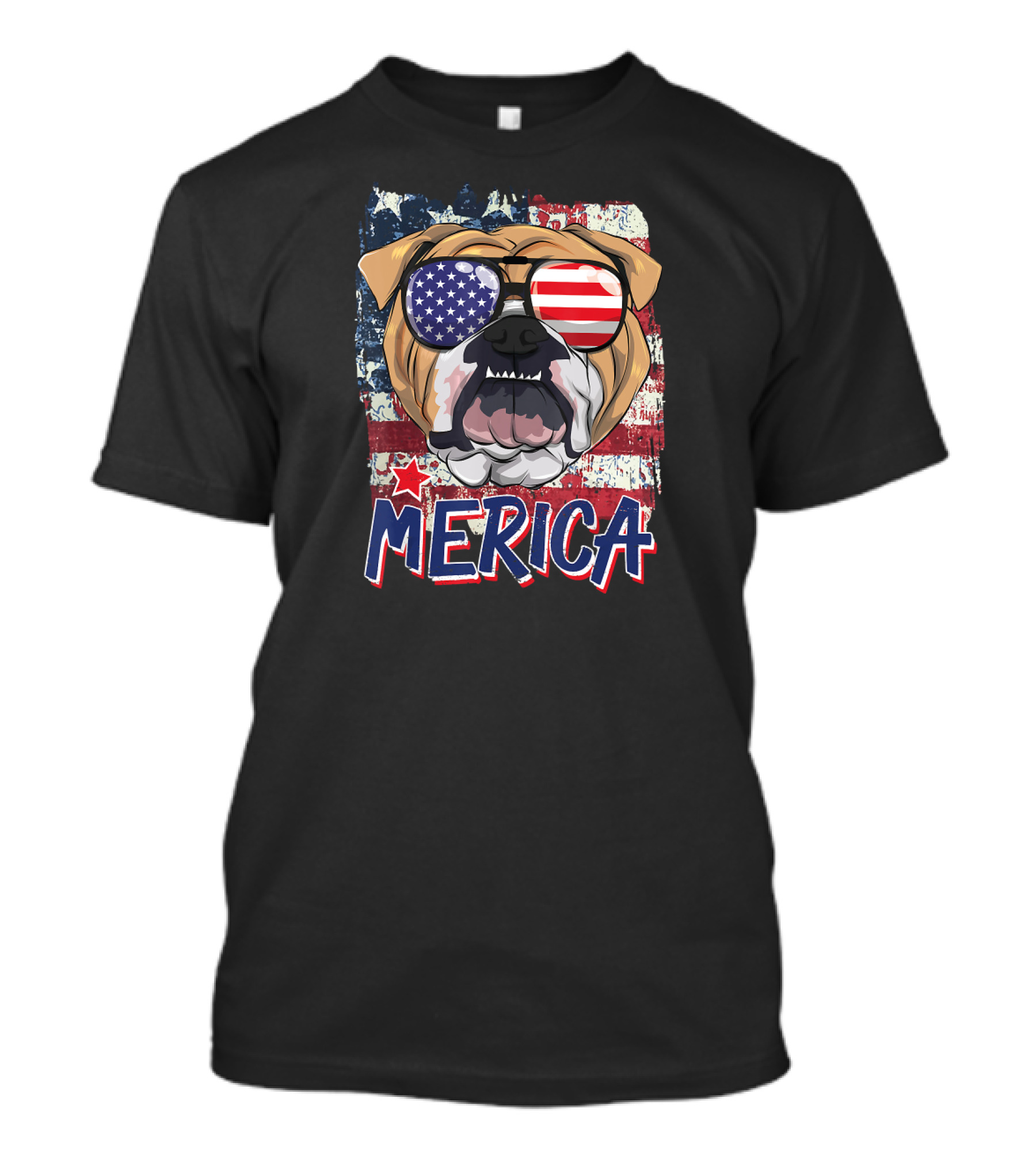 American Flag Sunglasses English Bulldog Merica T-Shirt