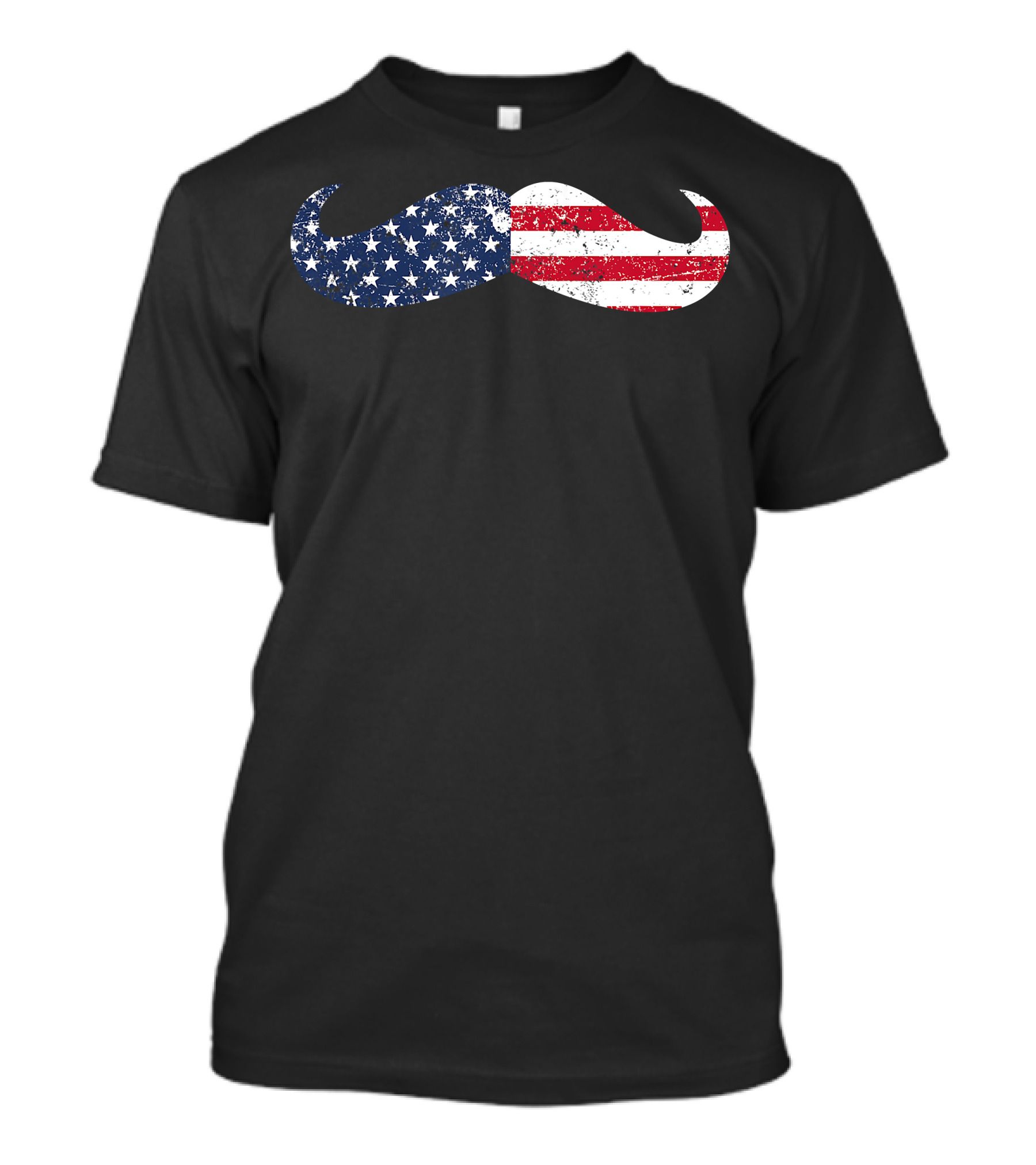 American Flag Stars And Stripes Mustache For 4th Of July T-Shirt