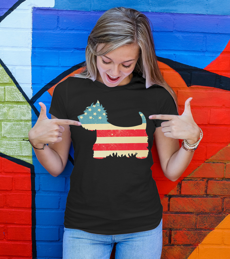 American Flag Vintage Westie T-Shirt