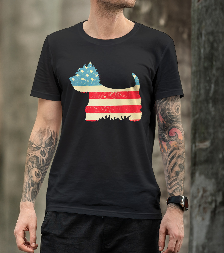 American Flag Vintage Westie T-Shirt