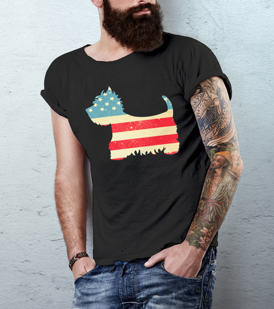 American Flag Vintage Westie T-Shirt