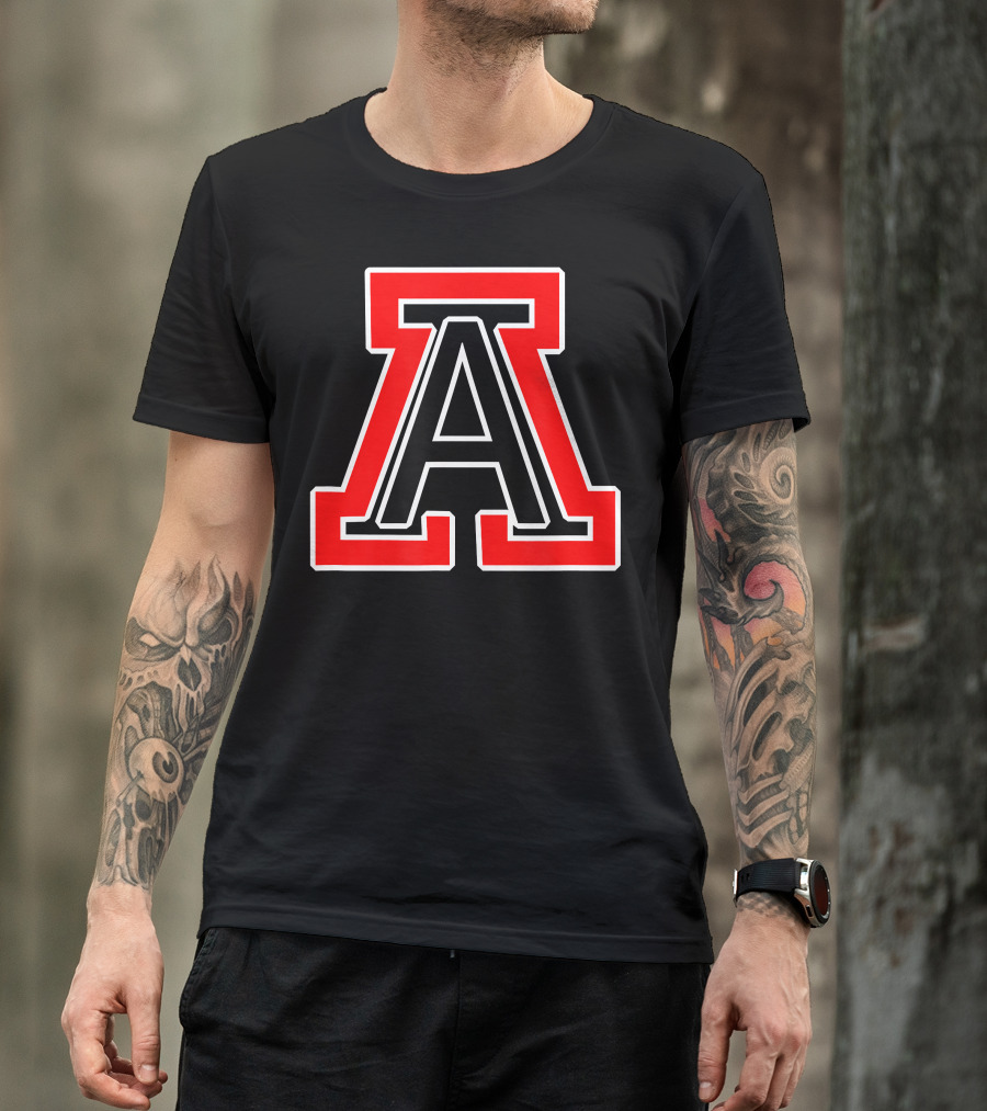 American Fork High School Bold Red And Black Letter A T-Shirt