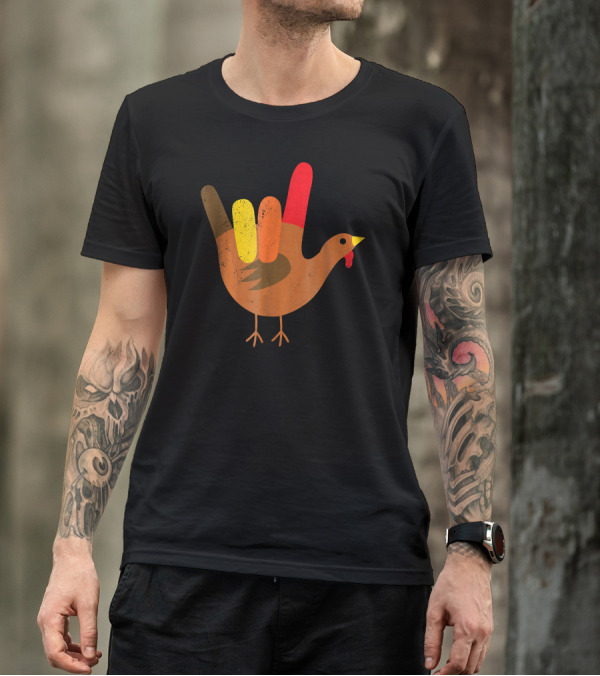 American Sign Language I Love You Thanksgiving Turkey T-Shirt