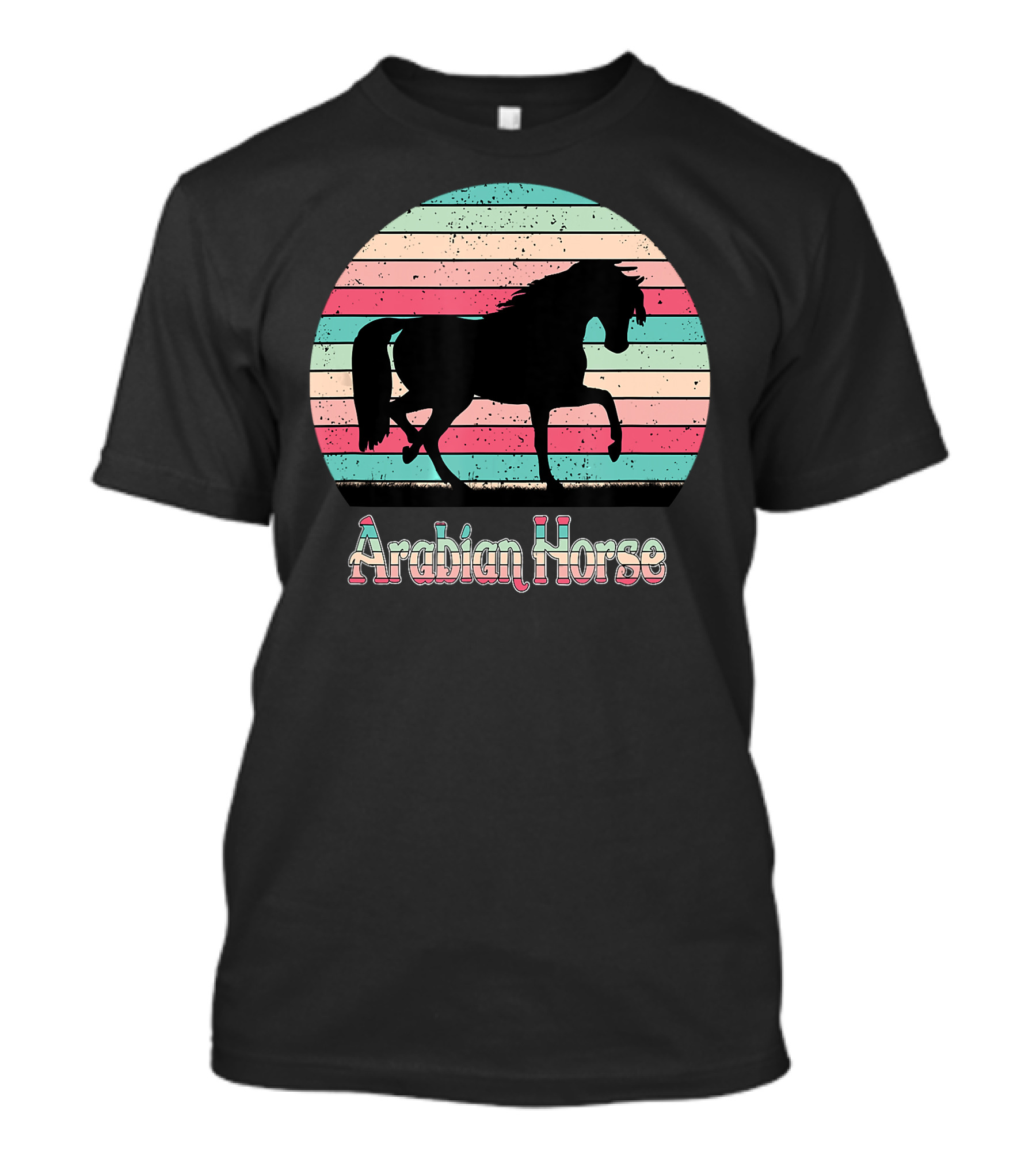 Arabian Horse Vintage Silhouette Sunset Stripes T-Shirt
