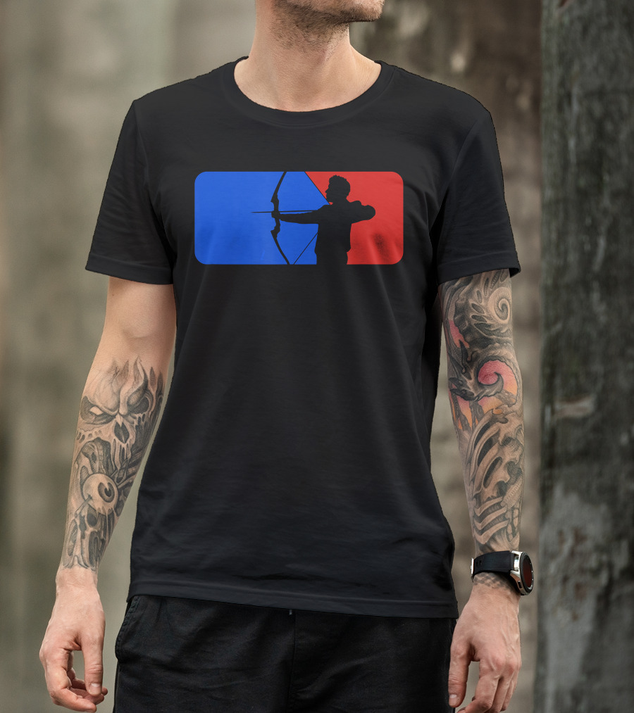 Archery Fans Lovers Bow Arrow Silhouette Red Blue T-Shirt