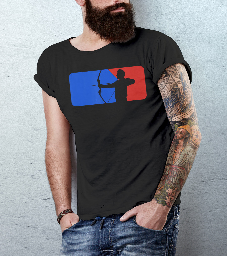 Archery Fans Lovers Bow Arrow Silhouette Red Blue T-Shirt