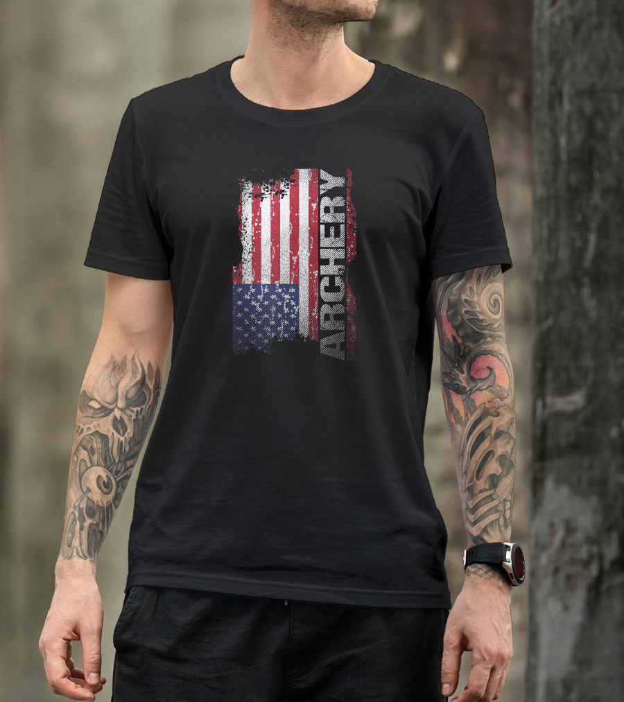 Archery American Flag Distressed Patriotic T-Shirt
