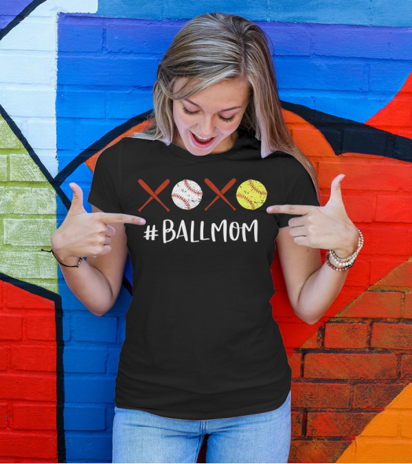Ball Mom Baseball Softball XOXO T-Shirt