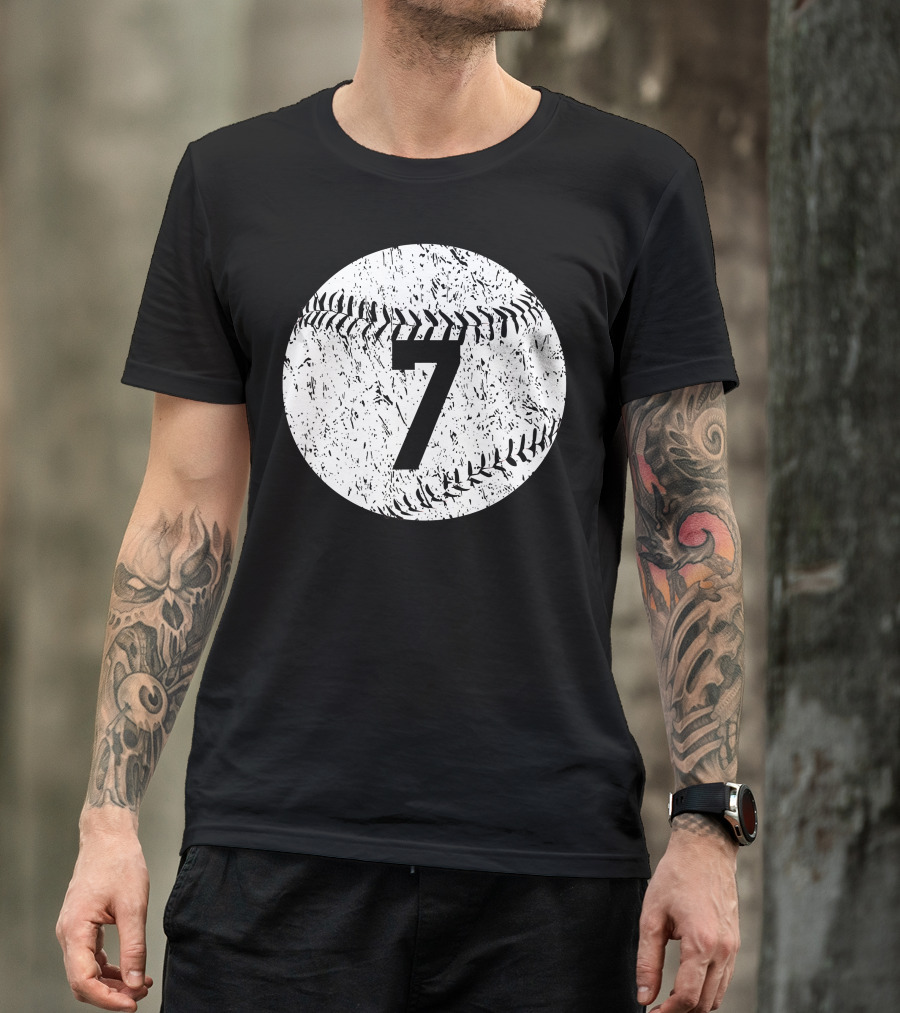 Number 7 Baseball Stitching T-Shirt
