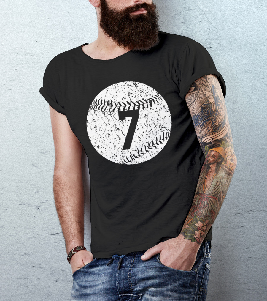 Number 7 Baseball Stitching T-Shirt