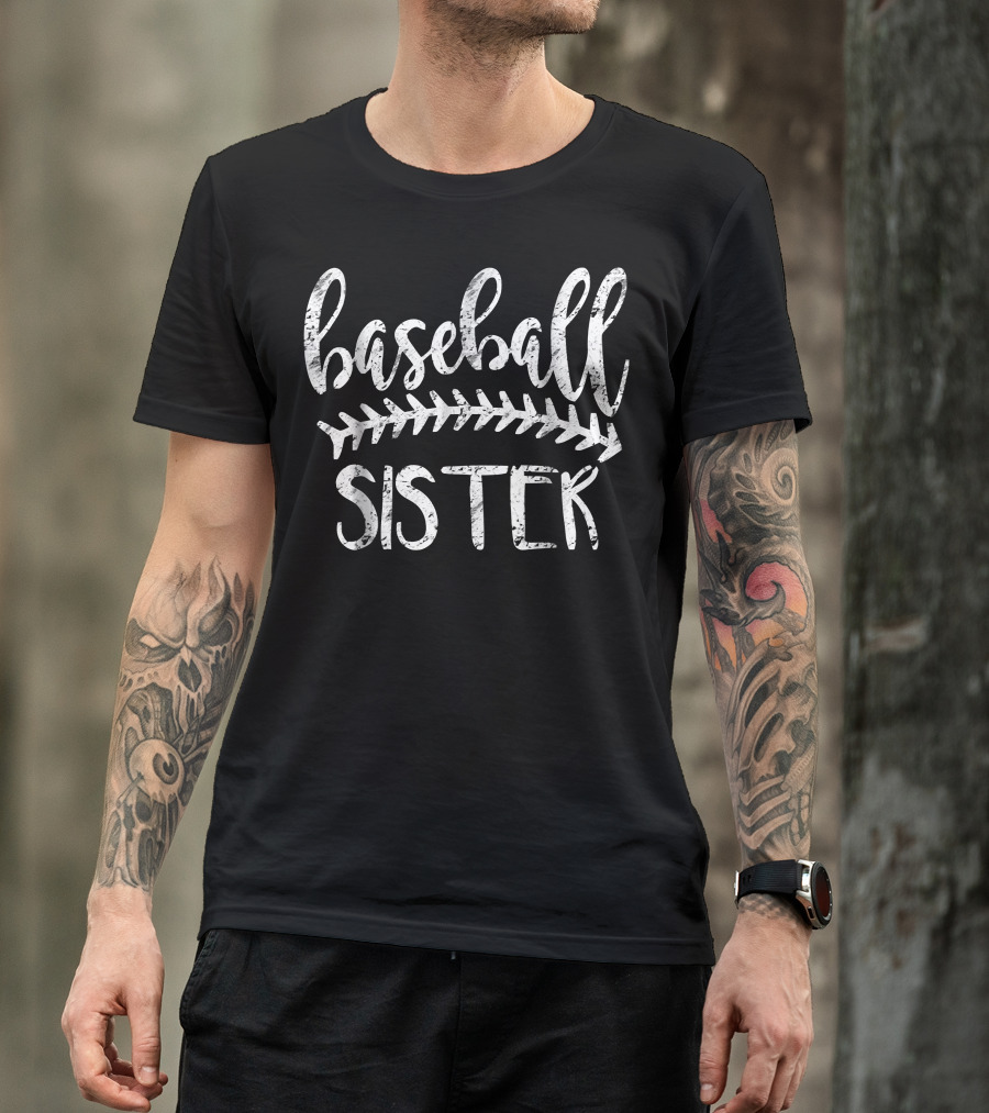 Baseball Sister Graphic With Stitched Ball T-Shirt