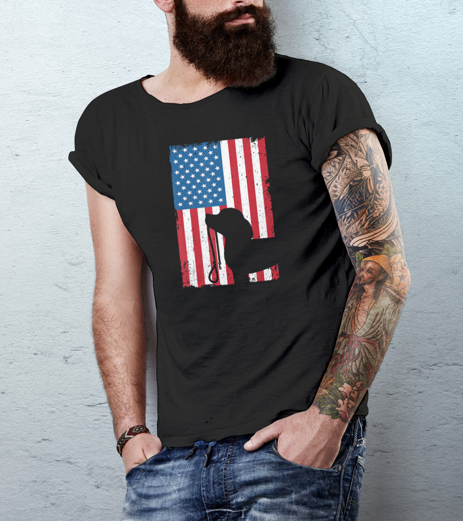Beagle Silhouette American Flag Patriotic T-Shirt