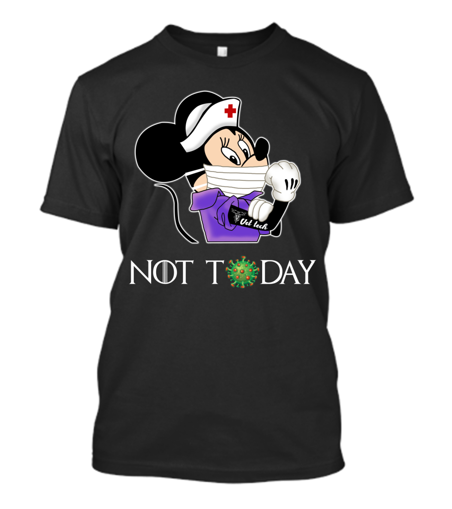 Vet Tech Not Today Nurse Costume Cartoon Character T-Shirt