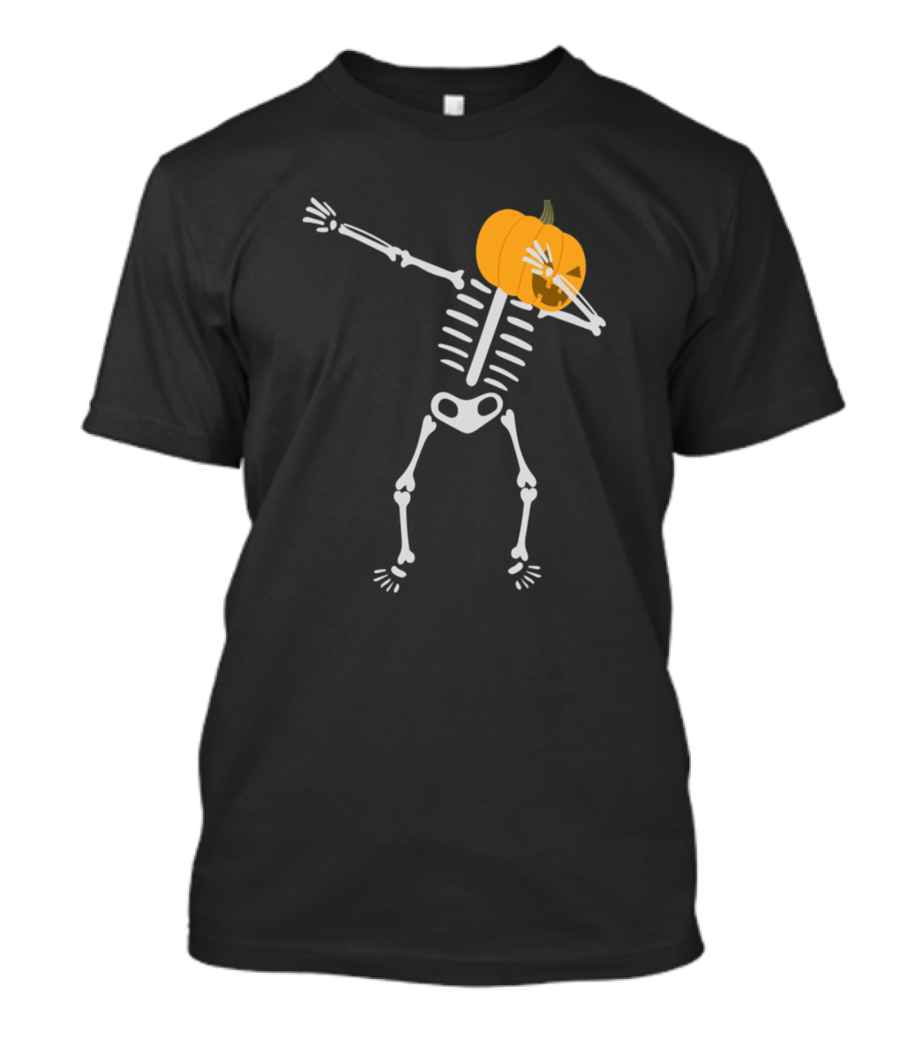 Dabbing Skeleton With Pumpkin Head Halloween T-Shirt