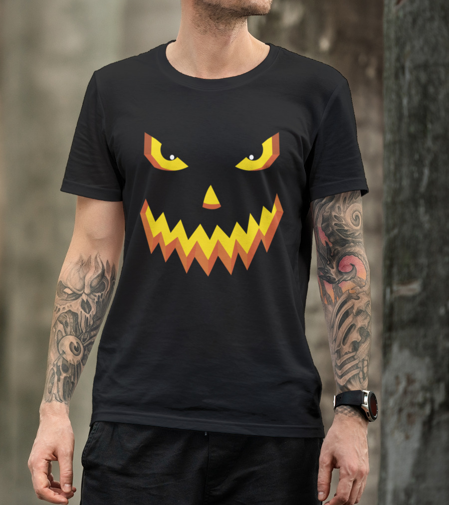 Evil Grinning Halloween Lantern Pumpkin Face T-Shirt