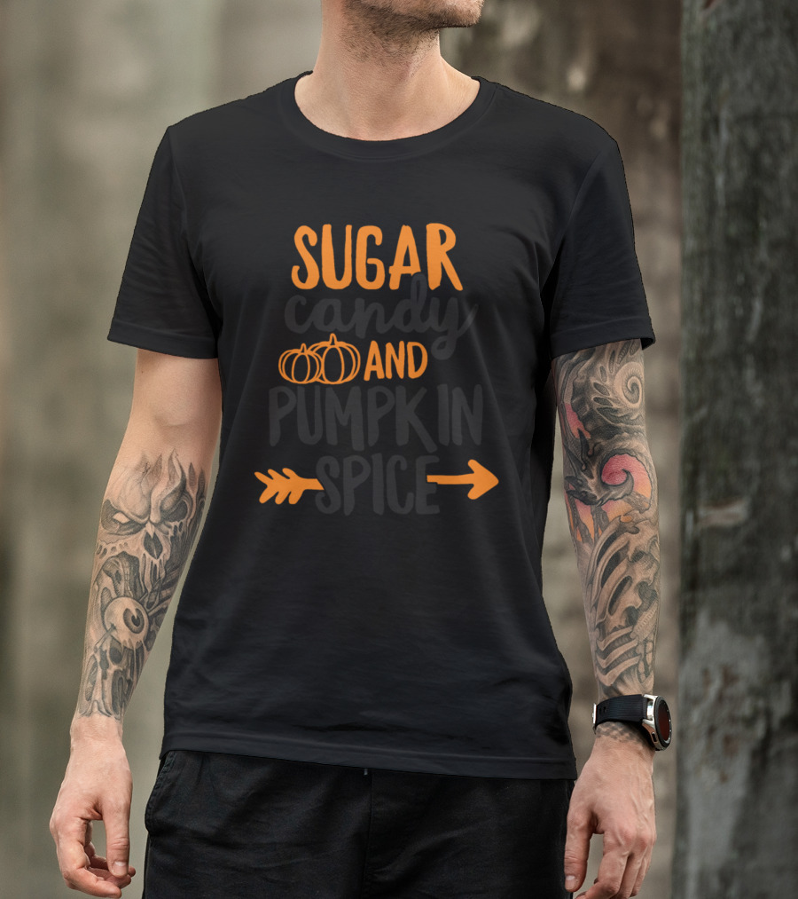 Sugar Candy And Pumpkin Spice Fall Pumpkins Arrow T-Shirt