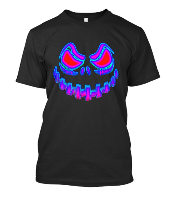 Halloween Evil Pumpkin Red Blue Stripes T-Shirt