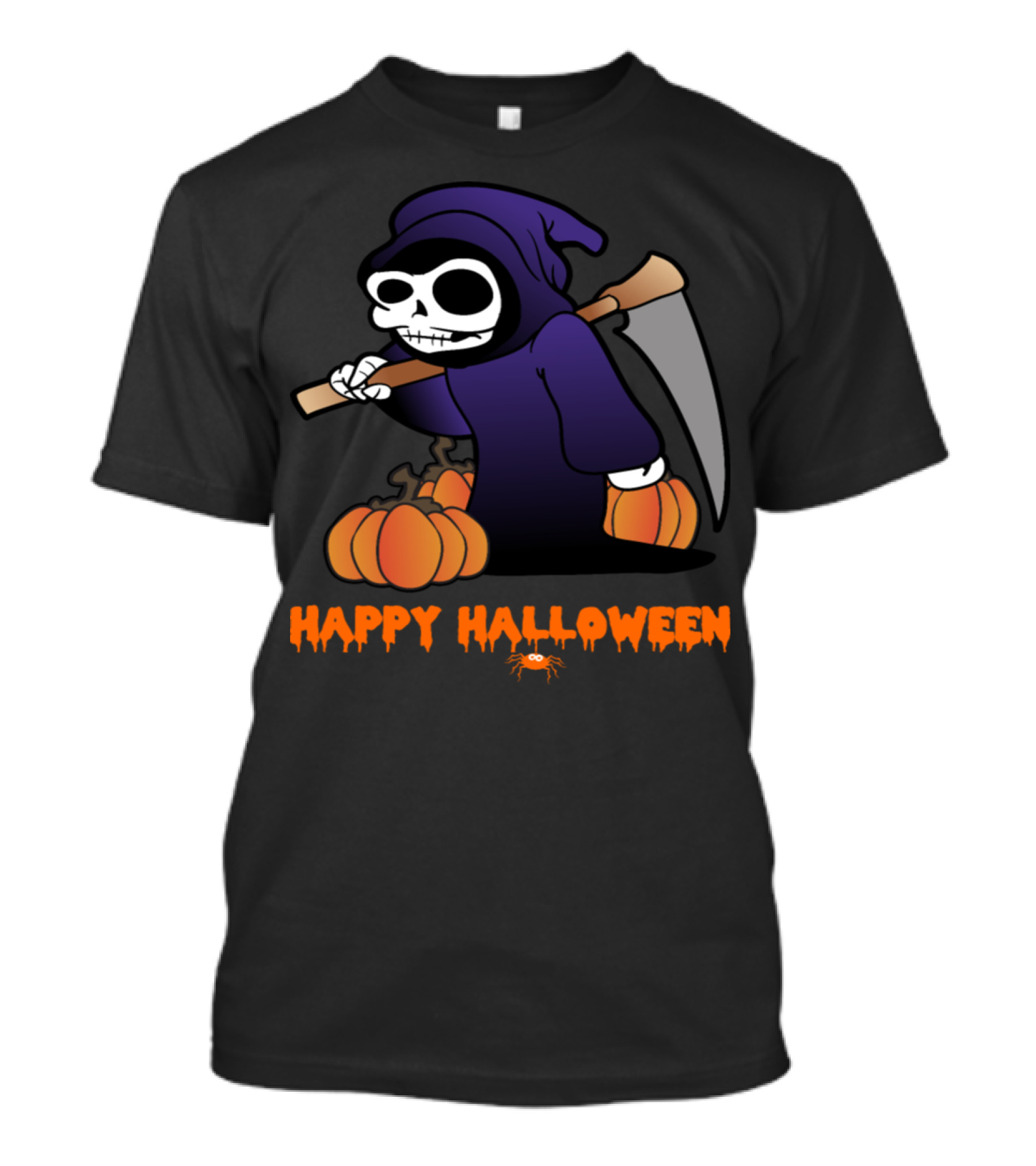 Happy Halloween Reaper With Pumpkins And Scary Scythe T-Shirt