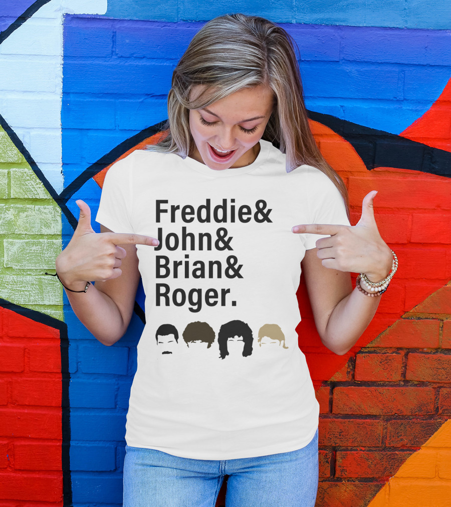 Freddie John Brian Roger Hair Silhouettes Queen Band Members T-Shirt