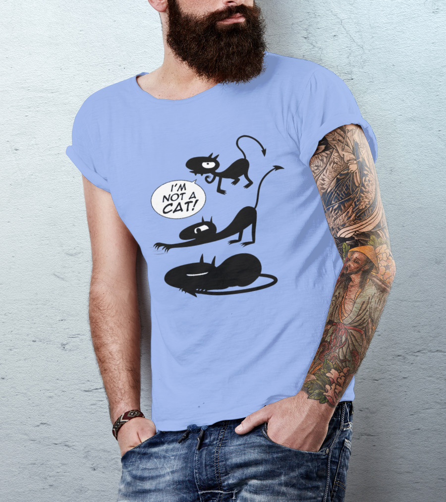 I'm Not A Cat Black Cartoon Creatures With Tails And Horns T-Shirt