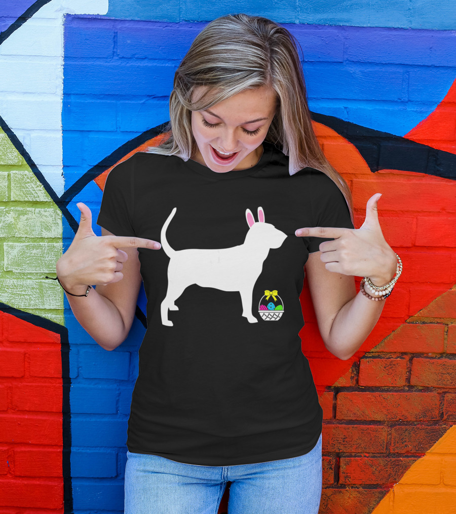 Bloodhound Dog Easter Bunny Ears Basket T-Shirt