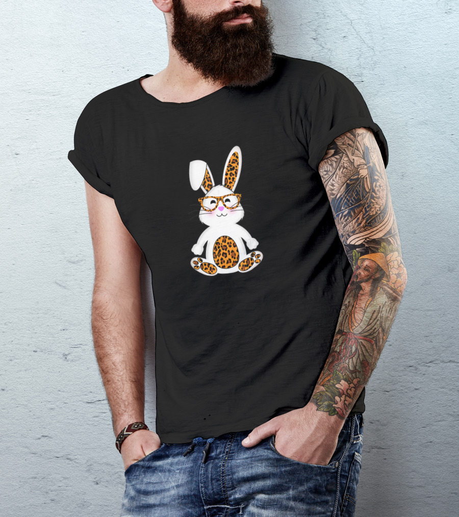 Rabbit Bunny With Leopard Sunglasses Easter T-Shirt