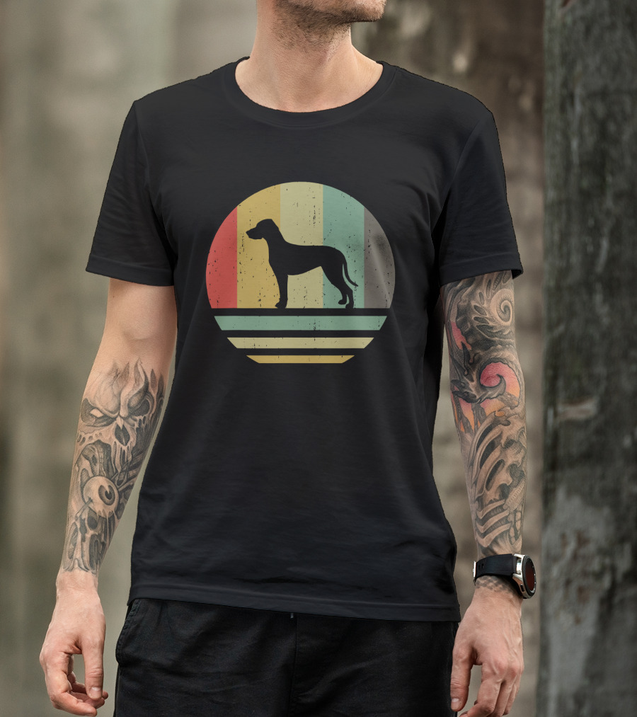 Vintage Retro Catahoula Leopard Dog Silhouette Stripes T-Shirt