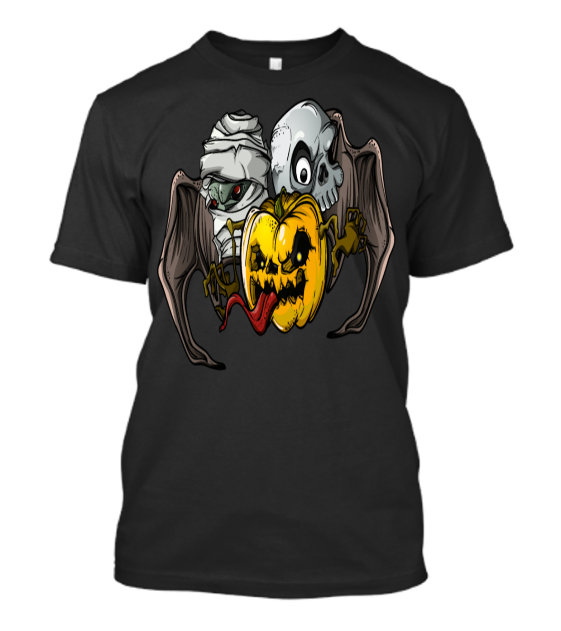 Mummy Pumpkin Skull Halloween Monsters Vector Cool T-Shirt