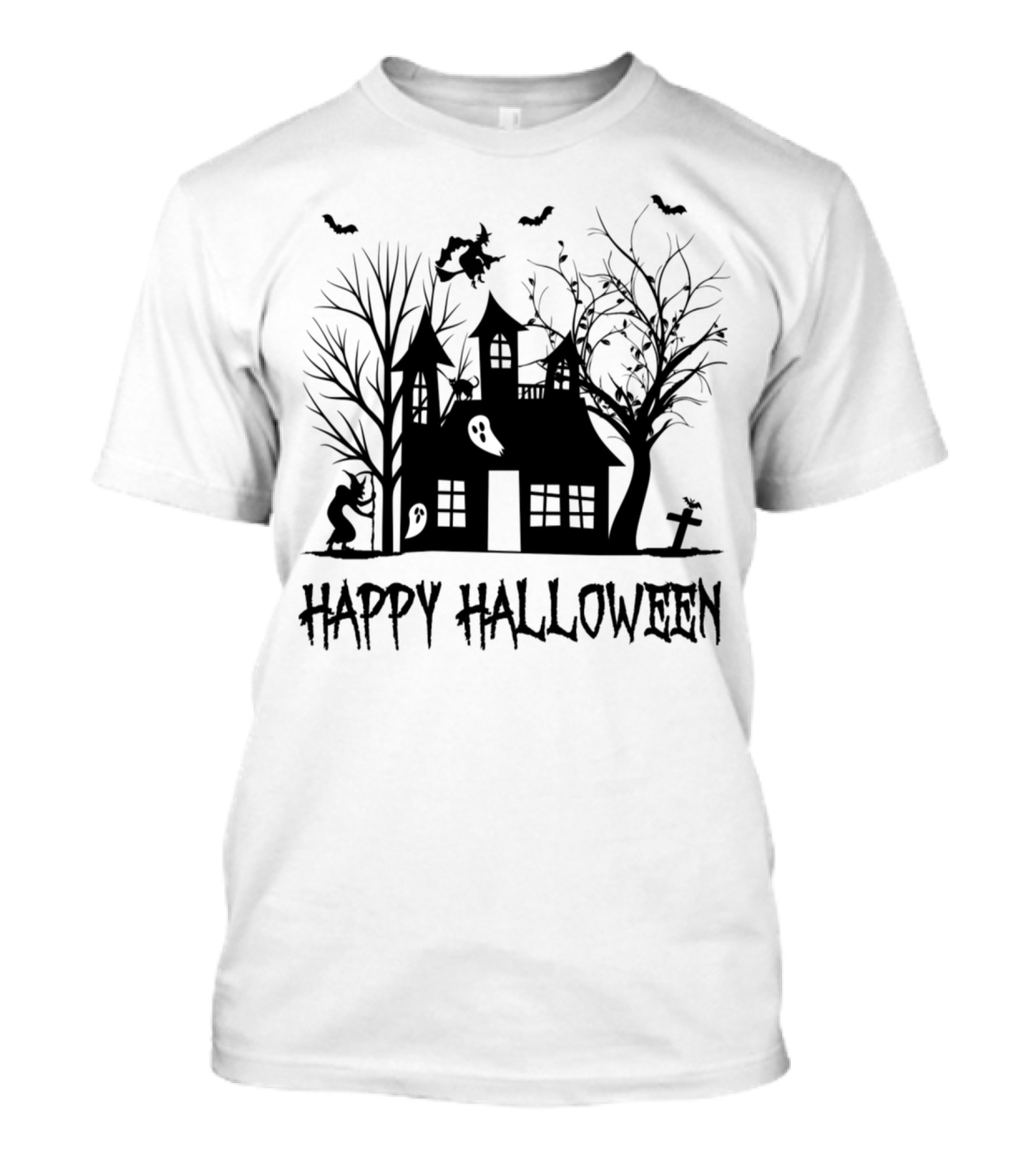 Happy Halloween Haunted House Pumpkin Witch Horror T-Shirt