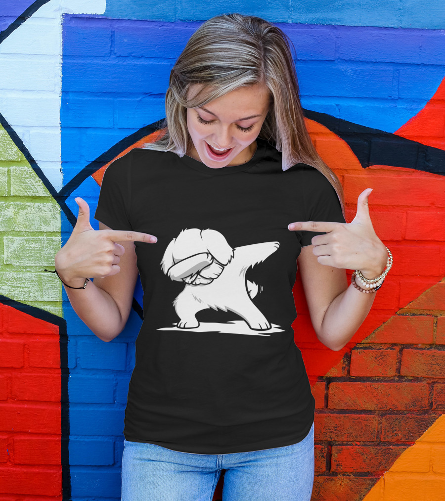 Maltese Dog Performing Dabbing Dance Move T-Shirt