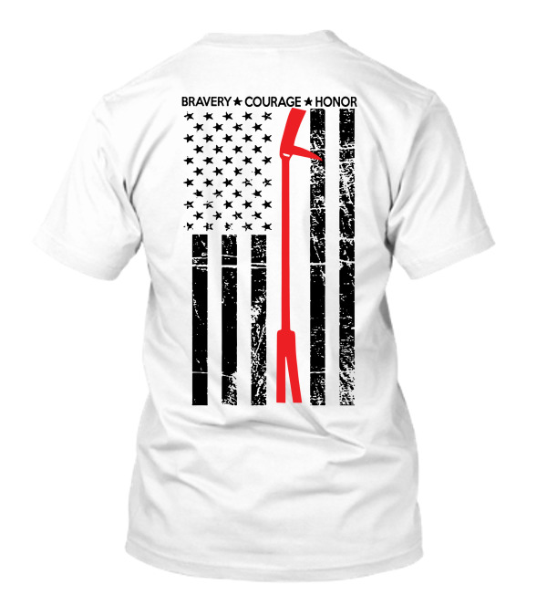 Firefighter Red Thin Line Fire Dept Maltese Cross Emblem T-Shirt