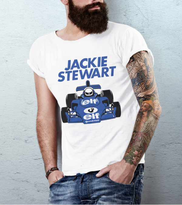 Jackie Stewart Tyrrell Ford Elf Racing Car T-Shirt